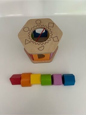 Hape Wooden Shape Sorter Toy - Rainbow Colors